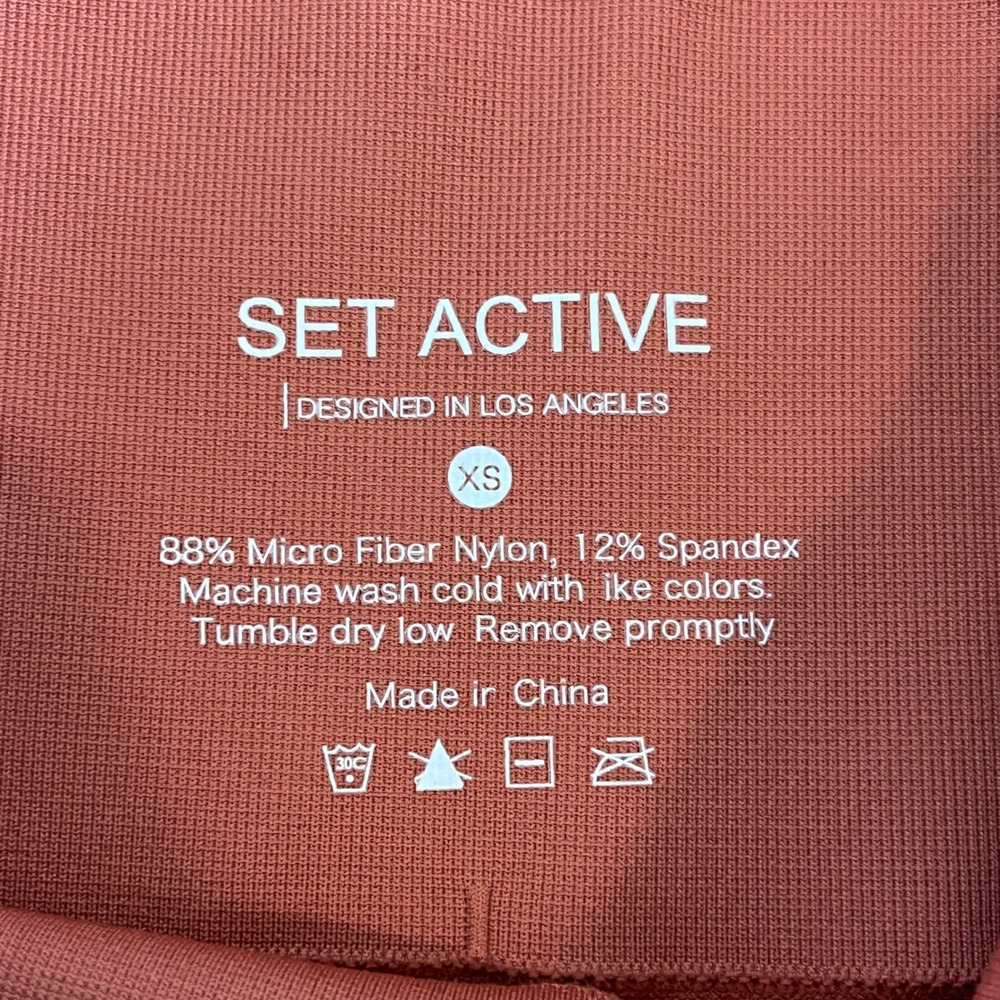 SET Active Sculptflex Rib Leggings Pink Clay Seamless High Rise XS - Picture 7 of 9